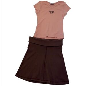 vintage 1990’s Hard tail brown skirt 10-12 girls 7 8 & hard tail peach top